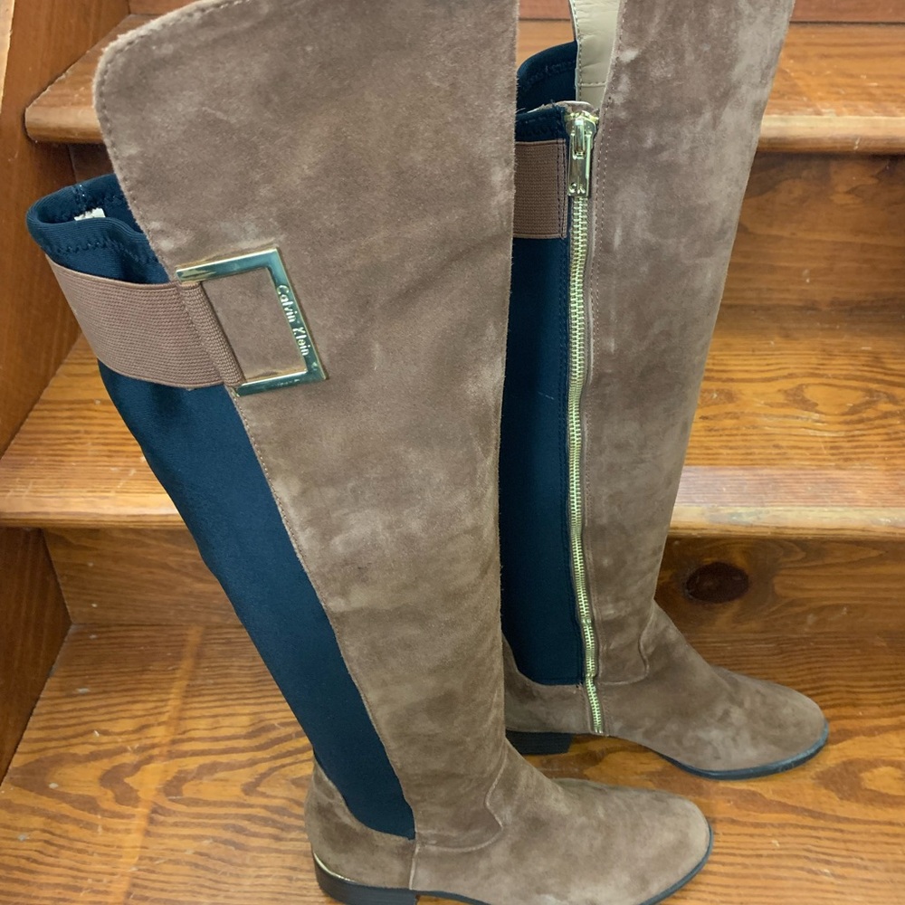 Calvin Klein Brown Suede Knee-High Boots size 6.5